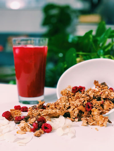 Balboa Granola and a glass of juice