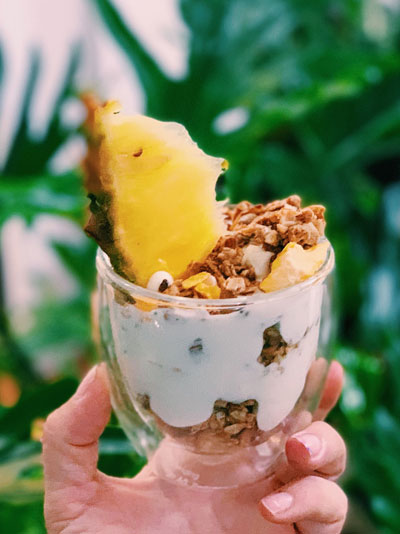 Balboa Granola in a yogurt parfait